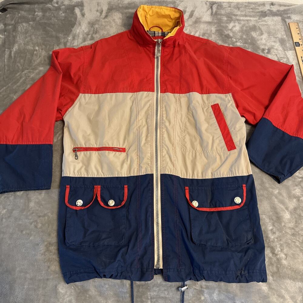 Avon Jacket Women Medium Colorblock Full Zip Lined Windbreaker Chore Coat Vtg